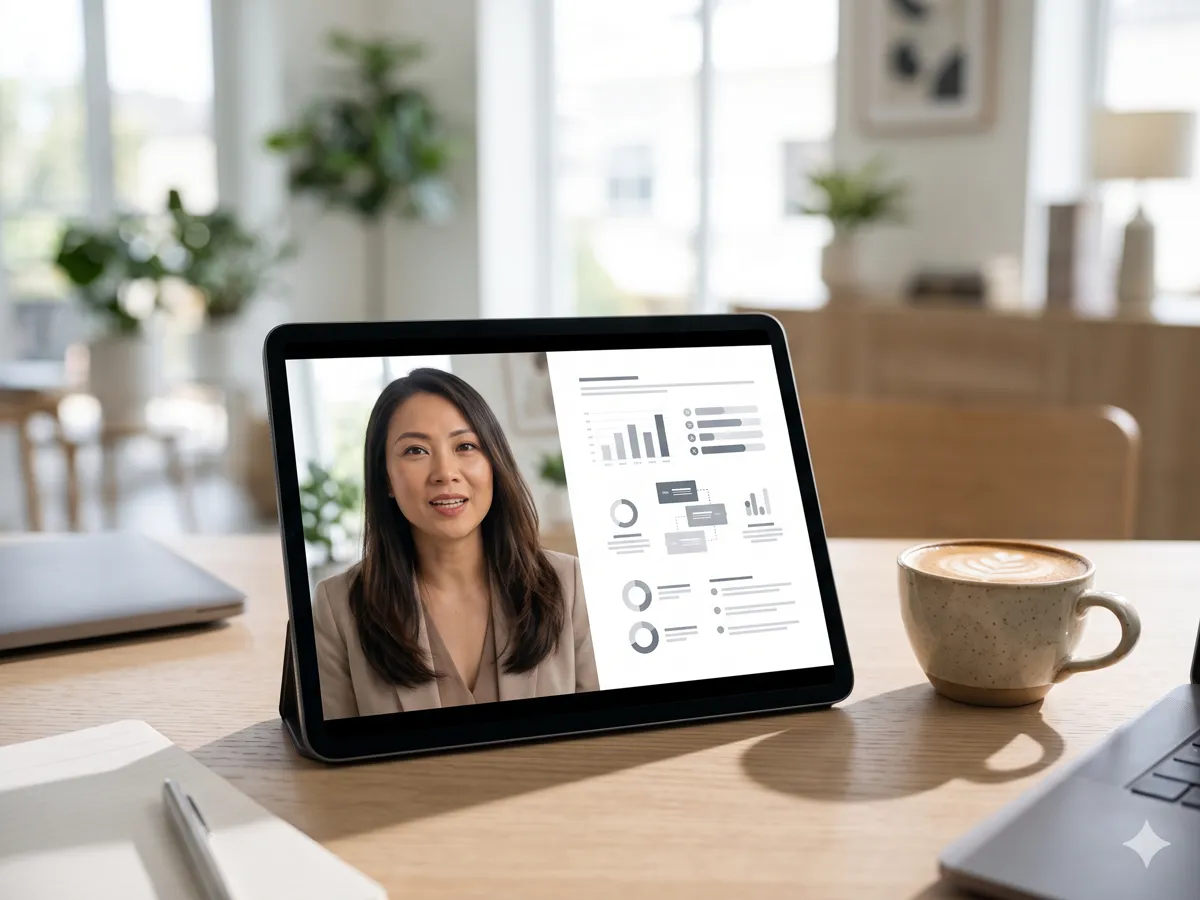 Dạng 4 — Talking-head + Infographic trắng AI tự thiết kế